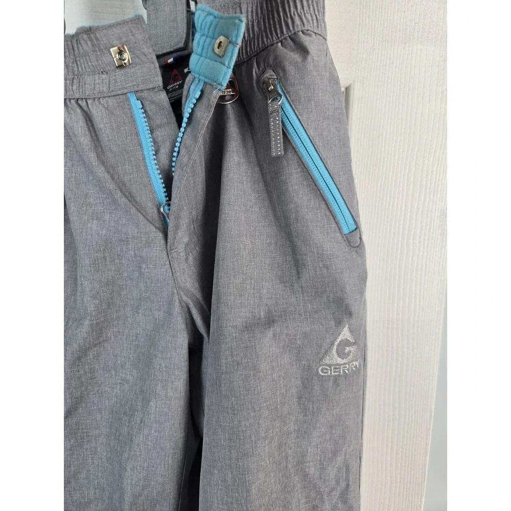 Gerry Kids Snow Bibs Pants Size S (7/8) Gray & Blue Insulated Adjustable Straps